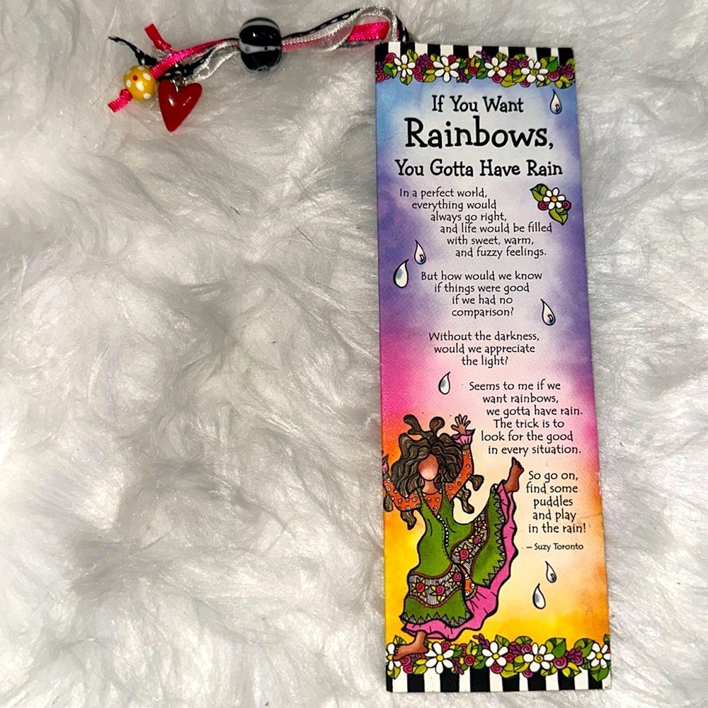 Suzy Toronto Blue Mountain Arts Beaded Bookmark Rainbows Rain Wacky Women BZ324